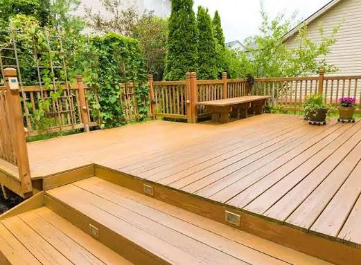 Raised timber decking with balustrade built by Ayrshire Decking Solutions